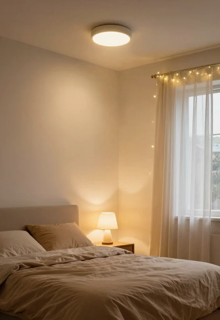 15 Tan Bedroom Ideas: Neutral Tones for a Calm and Timeless Space - 6. Smart Lighting Solutions 1