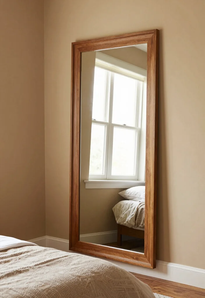 15 Tan Bedroom Ideas: Neutral Tones for a Calm and Timeless Space - 9. Incorporating Mirrors 1