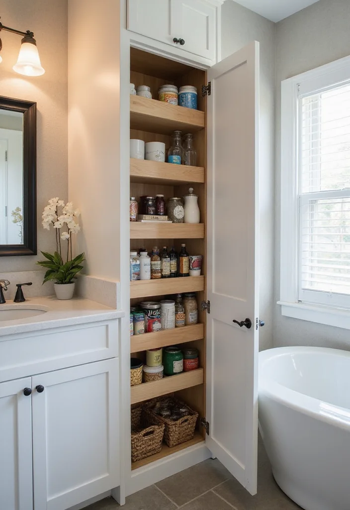 16 Bathroom Cupboard Ideas For Smart Storage - 8. Pull-Out Pantry Cabinets