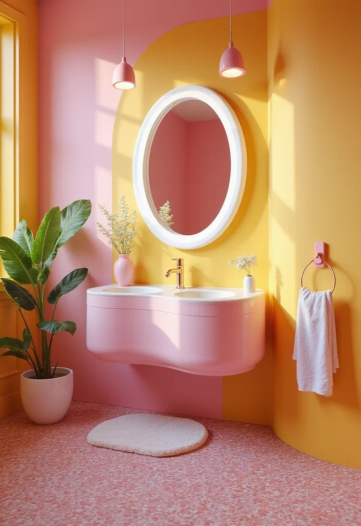 16 Bathroom Double Vanity Ideas For Stylish Shared Spaces - 16. Playful Shapes and Curves