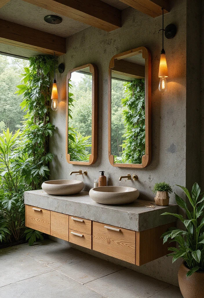 16 Bathroom Double Vanity Ideas For Stylish Shared Spaces - 4. Eco-Friendly Solutions with Natural Materials