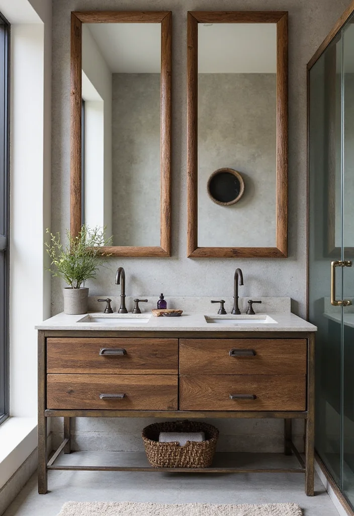 16 Bathroom Double Vanity Ideas For Stylish Shared Spaces - 6. Mixed Materials for an Eclectic Look
