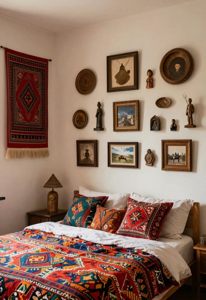 16 Bedroom Wall Art Painting Ideas: Artistic and Expressive - 11. Ethnic and Cultural Artifacts 1