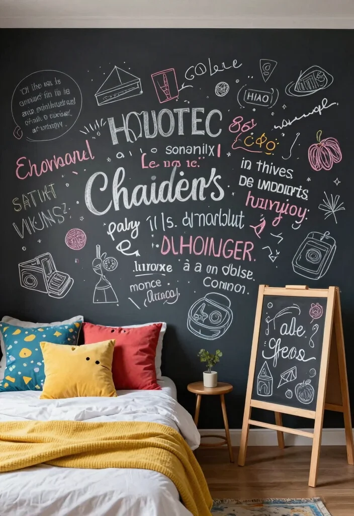 16 Bedroom Wall Art Painting Ideas: Artistic and Expressive - 14. Chalkboard Wall Art 1