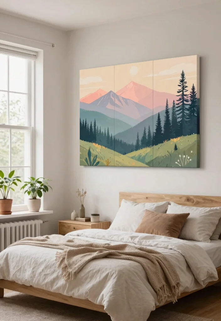 16 Bedroom Wall Art Painting Ideas: Artistic and Expressive - 2. Nature-Inspired Canvas Prints 1