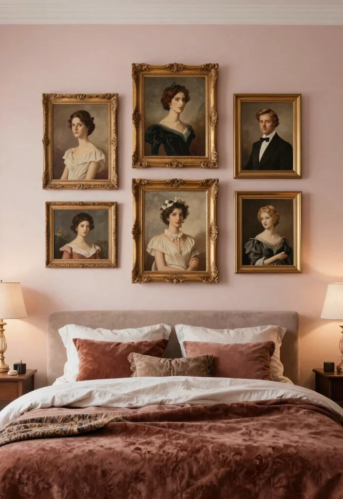 16 Bedroom Wall Art Painting Ideas: Artistic and Expressive - 4. Vintage-Inspired Portraits 1