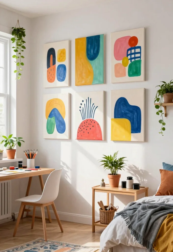 16 Bedroom Wall Art Painting Ideas: Artistic and Expressive - 8. DIY Painted Canvases 1