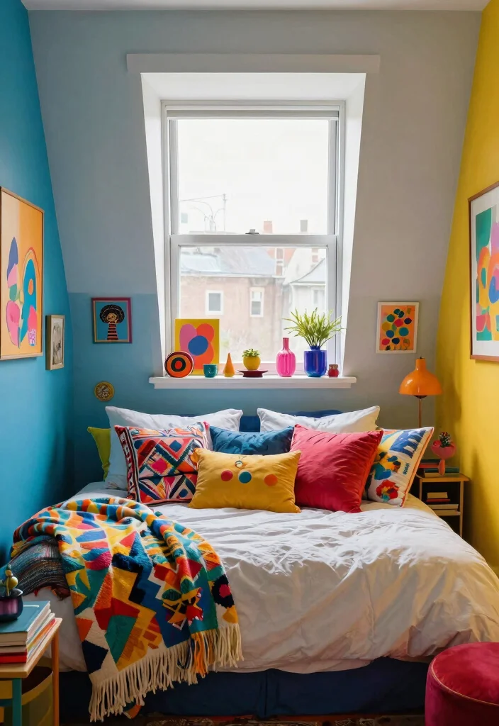 16 Dormer Window Ideas Bedroom Smart Sloped Ceiling Solutions - 11. Colorful Eclectic 1