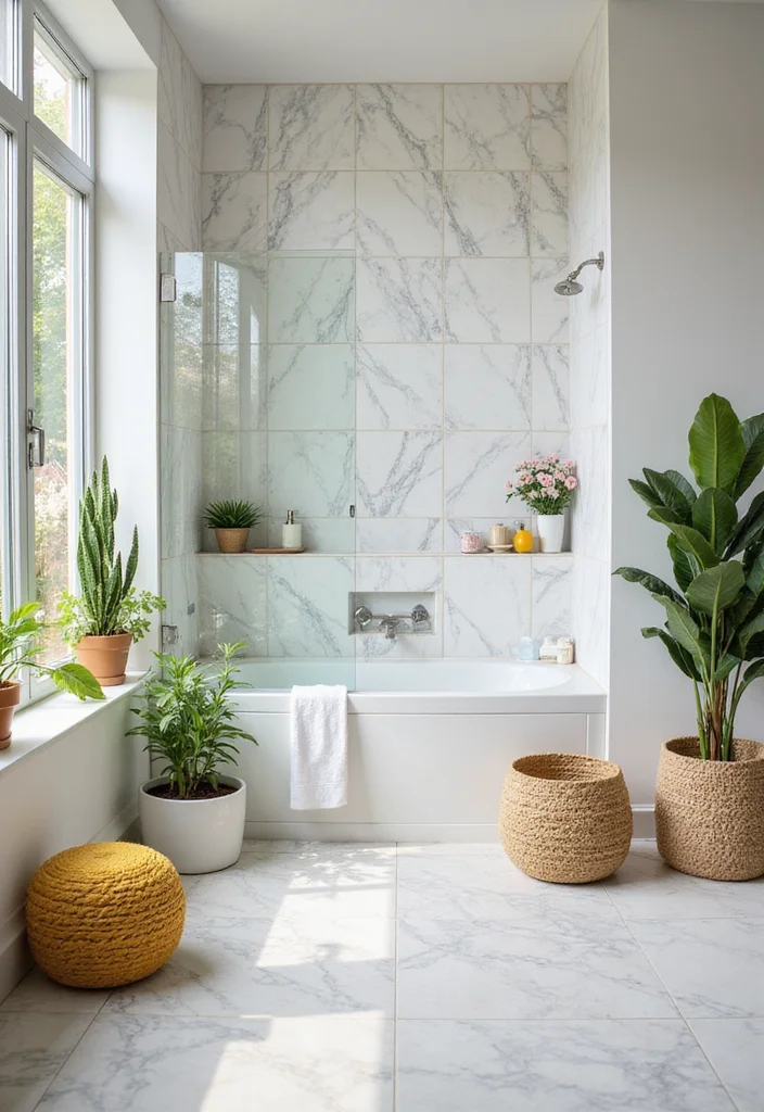 16 Marble Tile Bathroom Ideas With Luxury Style - 10. Bright and Airy Marble Aesthetics
