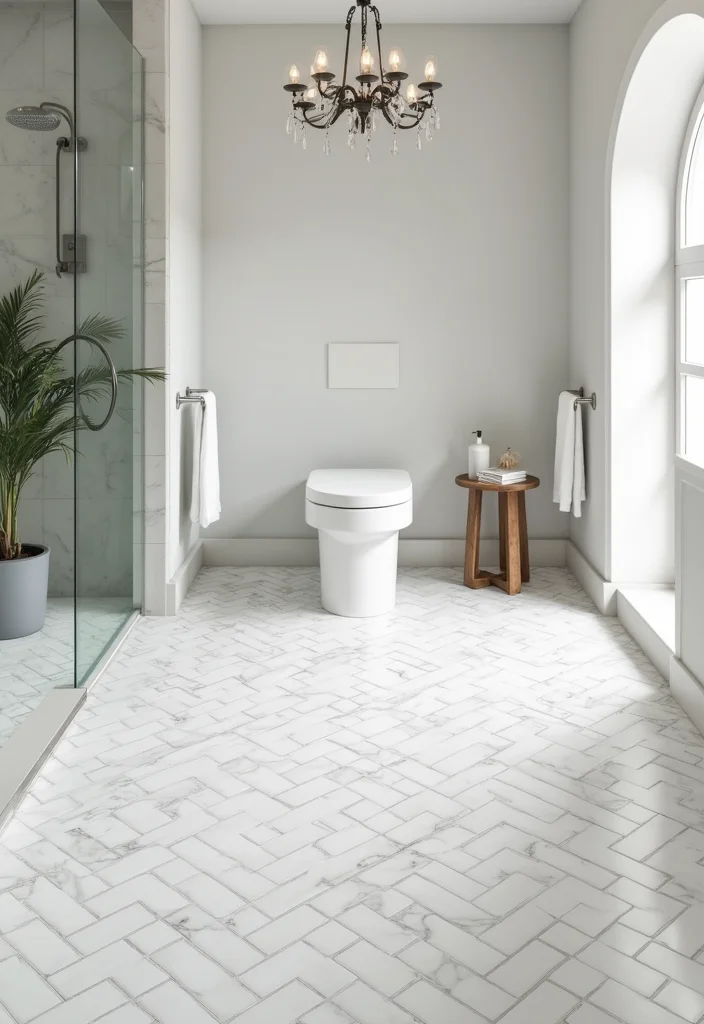 16 Marble Tile Bathroom Ideas With Luxury Style - 3. Marble Tile Patterns: A Designer's Touch