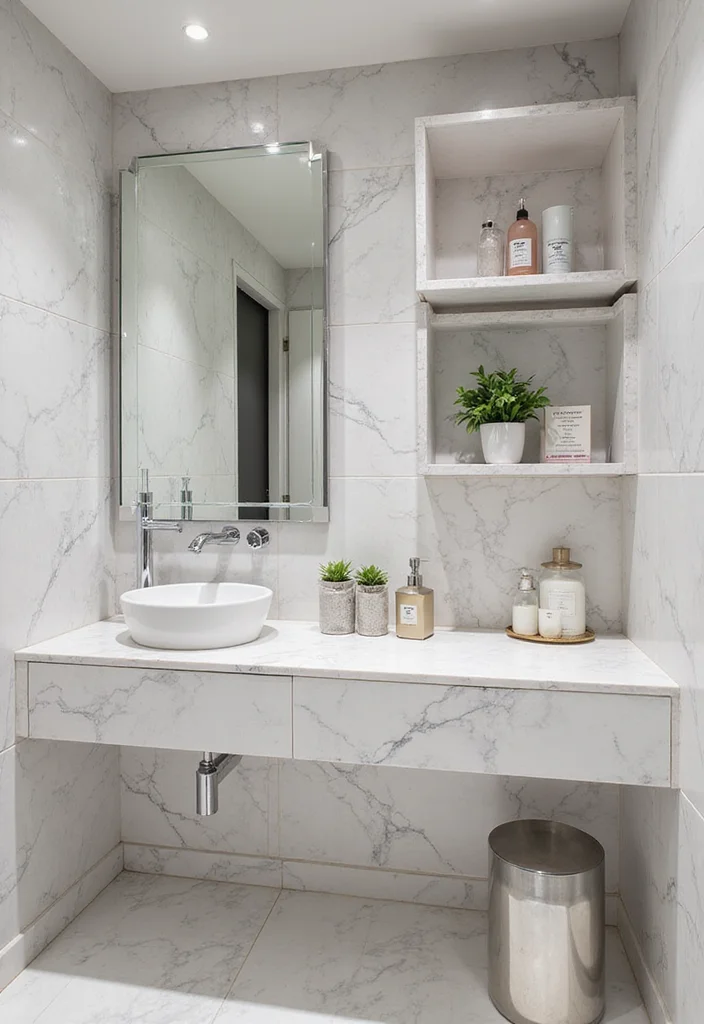 16 Marble Tile Bathroom Ideas With Luxury Style - 5. Luxurious Marble Accents