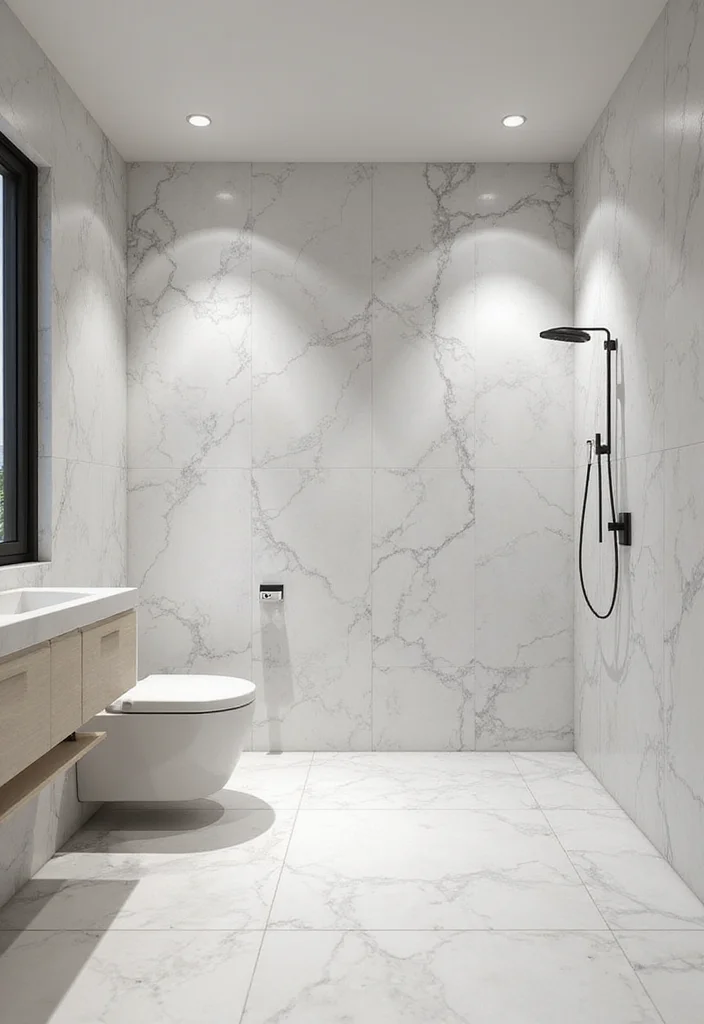 16 Marble Tile Bathroom Ideas With Luxury Style - 7. Modern Minimalism with Marble