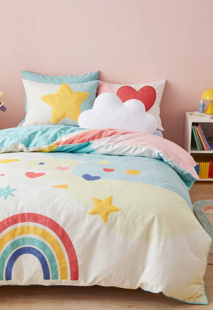 16 Rainbow Bedroom Ideas for Kids: Colorful Happy Spaces - 2. Rainbow Bedding Sets 1