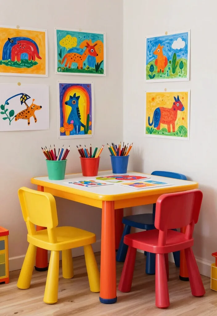 16 Rainbow Bedroom Ideas for Kids: Colorful Happy Spaces - 8. Arts and Crafts Corner 1