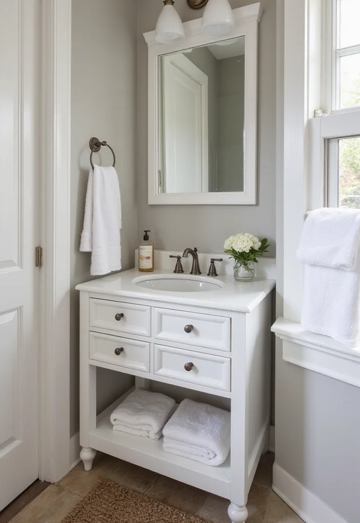 16 Small Bathroom Vanity Ideas That Maximize Space - 14. Vanity with Integrated Towel Racks