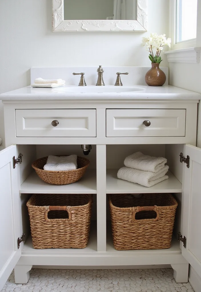 16 Small Bathroom Vanity Ideas That Maximize Space - 7. Under-Sink Storage Solutions