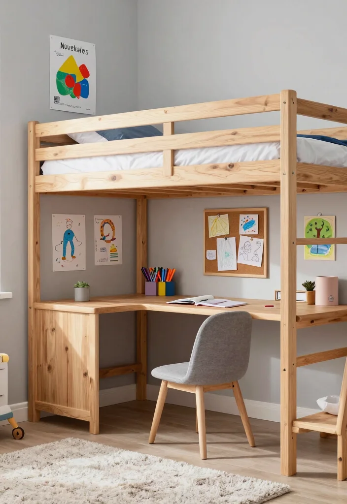 16 Small Bedroom Bunk Bed Ideas: Smart Space Saving Designs - 1. Lofted Bunk Bed with Desk 1