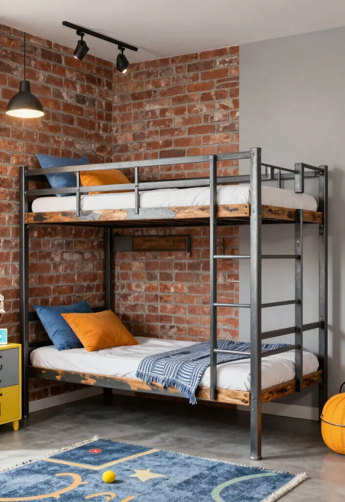 16 Small Bedroom Bunk Bed Ideas: Smart Space Saving Designs - 15. Industrial Style Bunk Beds 1