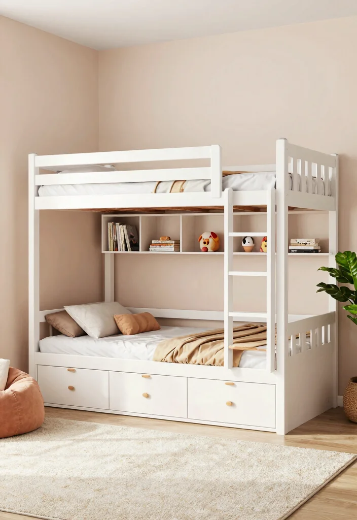 16 Small Bedroom Bunk Bed Ideas: Smart Space Saving Designs - 3. Bunk Bed with Built-in Storage 1