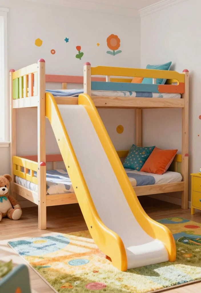 16 Small Bedroom Bunk Bed Ideas: Smart Space Saving Designs - 6. Bunk Beds with Slide 1