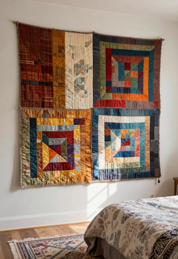 16 Wall Decorations for Bedroom Ideas Stylish and Personal - 12. Textile Wall Art 1