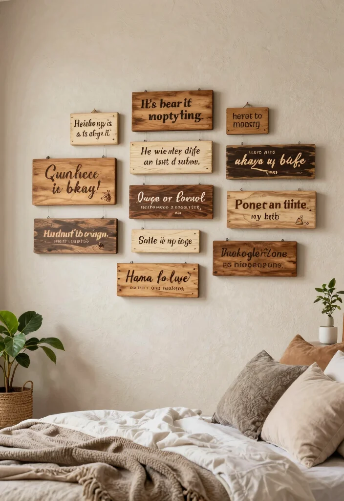 16 Wall Decorations for Bedroom Ideas Stylish and Personal - 16. Artisan Wooden Signs 1