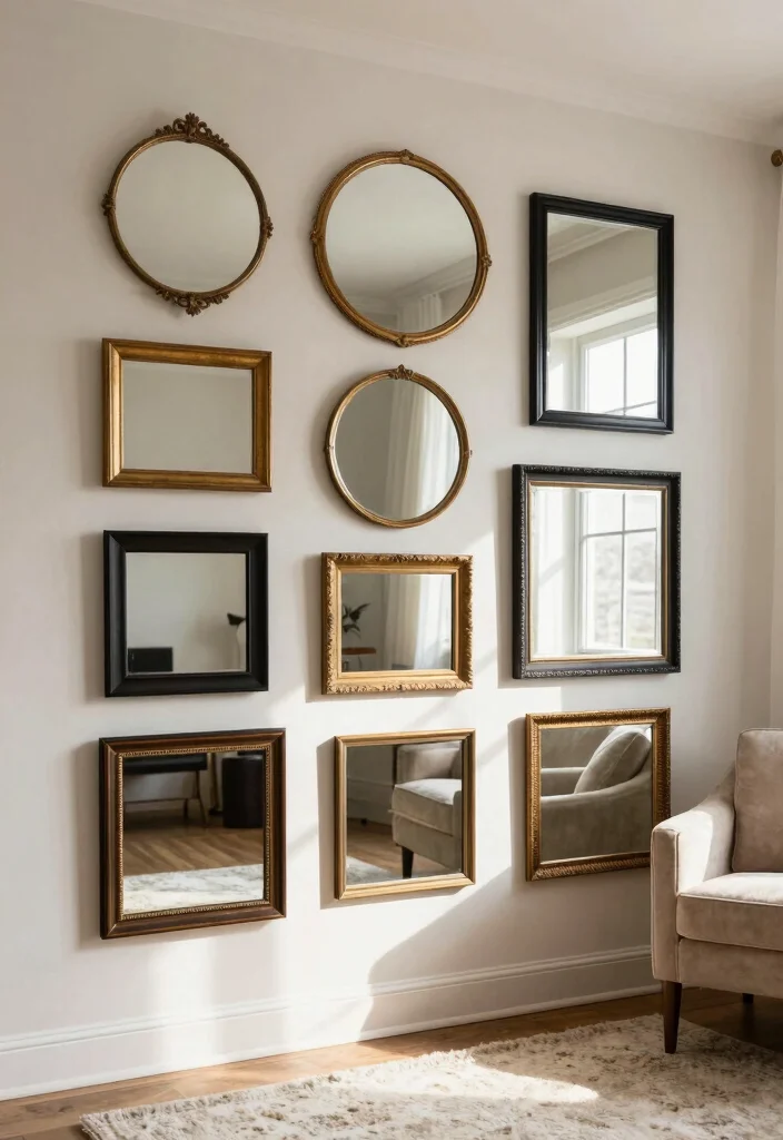 16 Wall Decorations for Bedroom Ideas Stylish and Personal - 5. Gallery of Mirrors 1