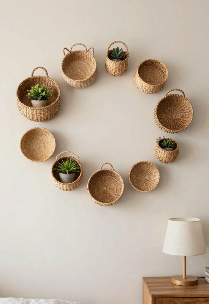 16 Wall Decorations for Bedroom Ideas Stylish and Personal - 7. Woven Baskets 1