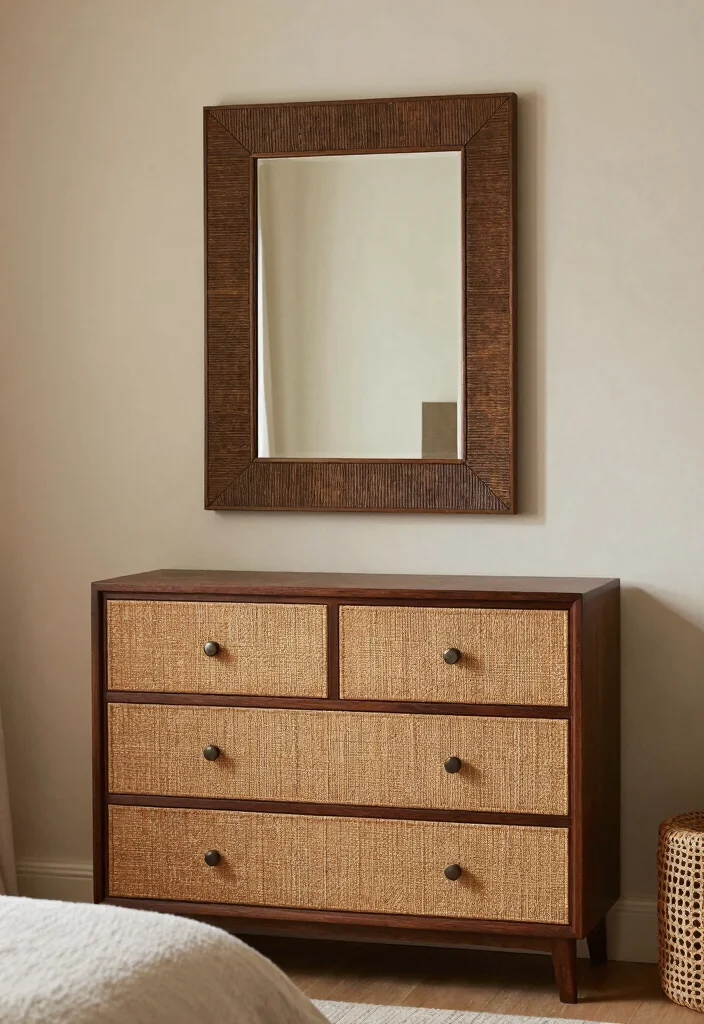 17 Bedroom Dresser With Mirror Ideas Practical and Chic - 15. Textured Dresser Design 1