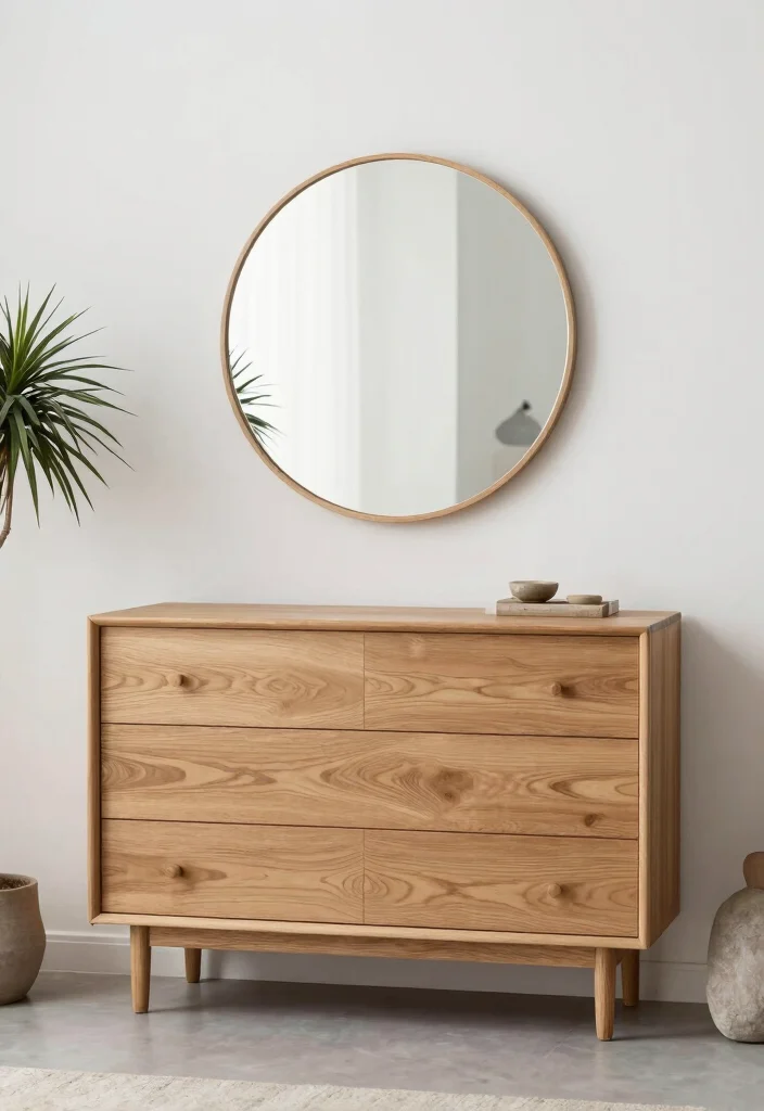 17 Bedroom Dresser With Mirror Ideas Practical and Chic - 9. Minimalist Dresser with Natural Elements 1