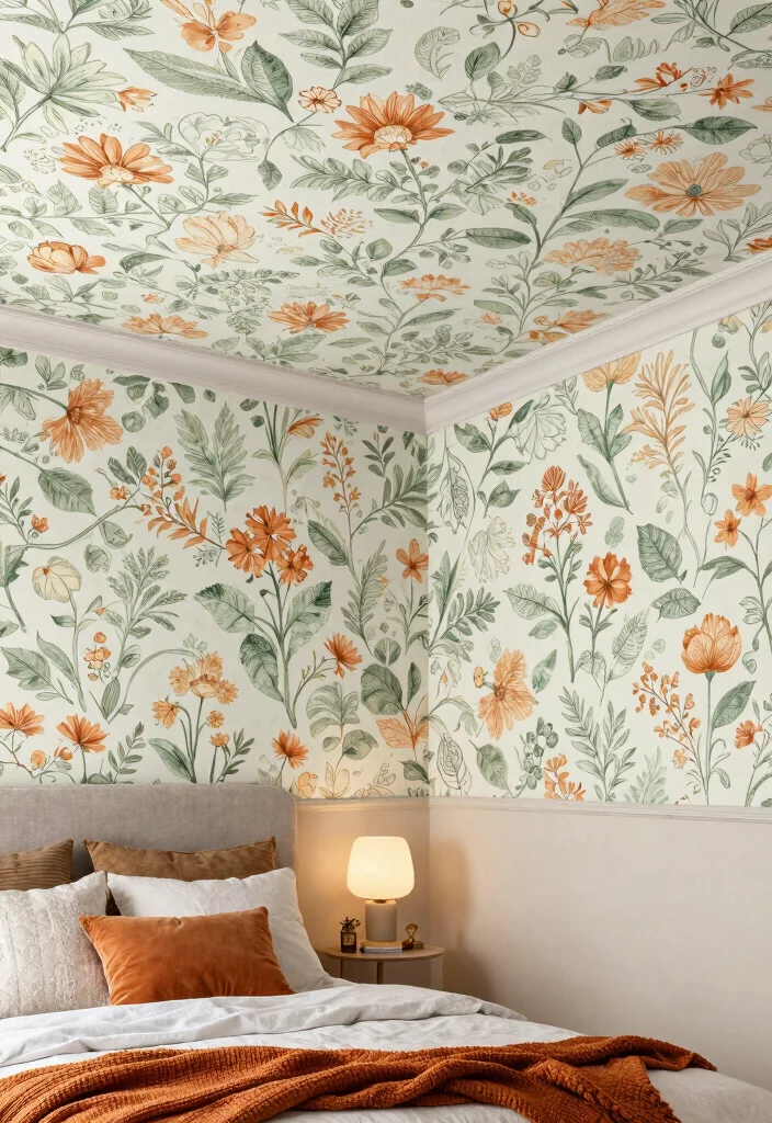 17 Fall Ceiling Designs for Bedroom Ideas Modern Stylish Finish - 8. Eco-Friendly Wallpaper 1