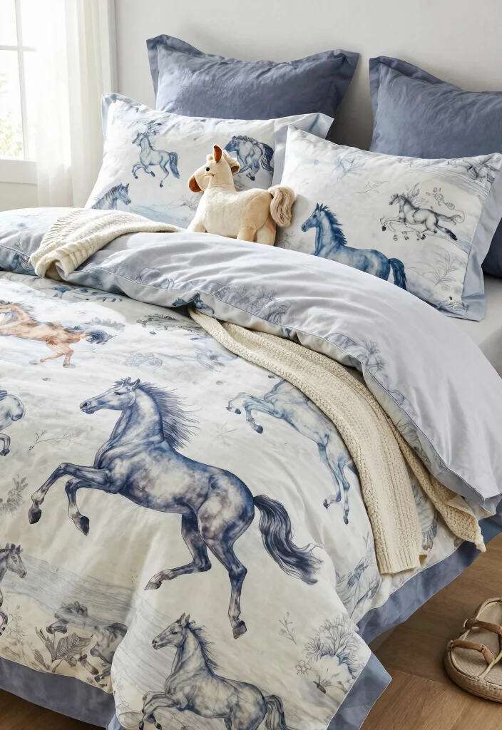 17 Horse Bedroom Ideas for Teens: Elegant Equestrian Style - 1. Horse-Themed Bedding Sets 1