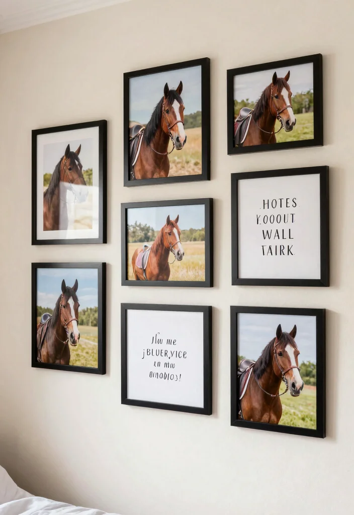 17 Horse Bedroom Ideas for Teens: Elegant Equestrian Style - 16. Personalized Horse Photo Gallery 1