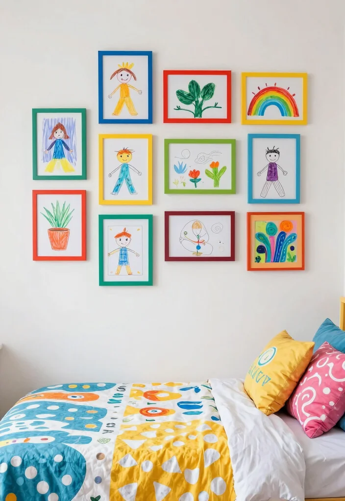 17 Printable Wall Art Bedroom Ideas: Easy Affordable Decor - 15. Children’s Art Displays 1