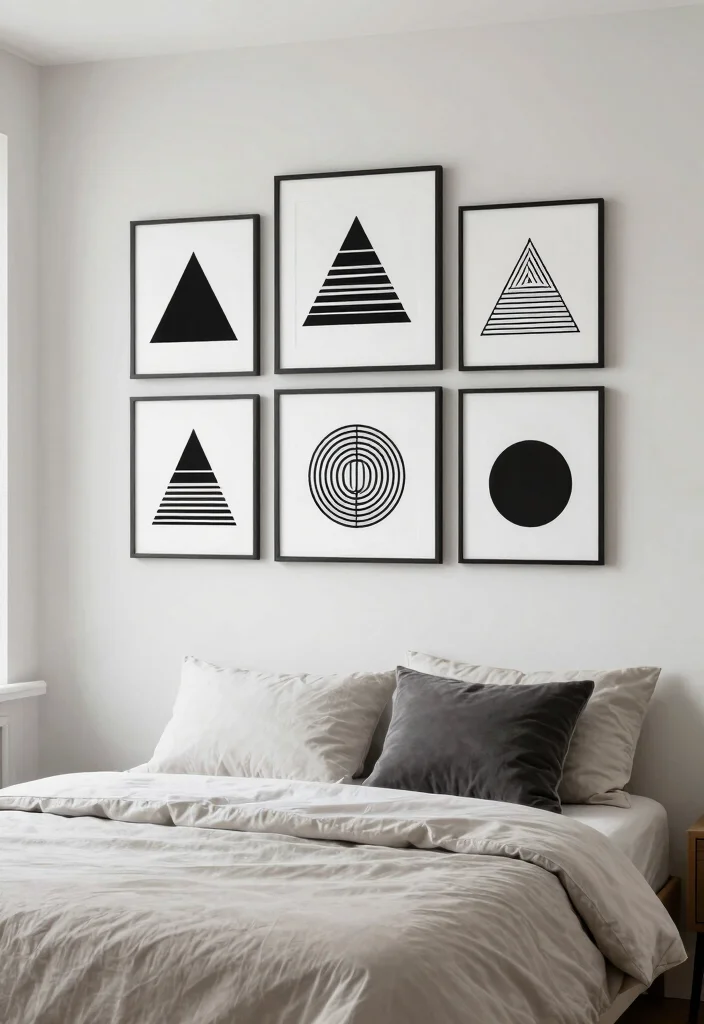17 Printable Wall Art Bedroom Ideas: Easy Affordable Decor - 4. Minimalist Geometric Shapes 1