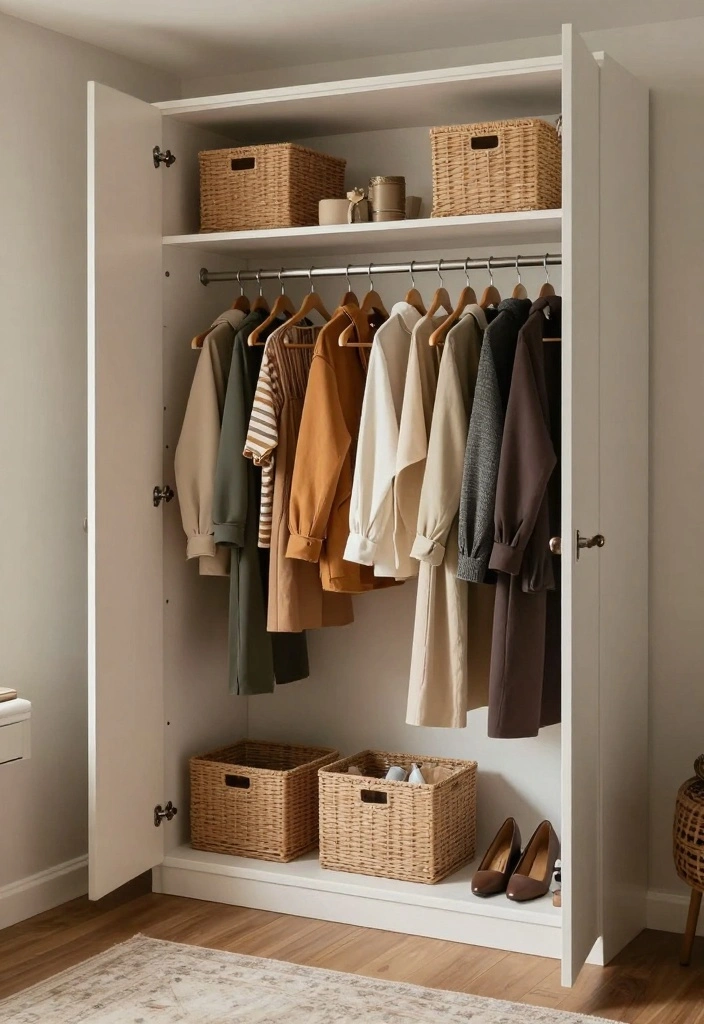 17 Small Bedroom Wardrobe Ideas: Compact and Organized - 1. The Classic Open Wardrobe 1