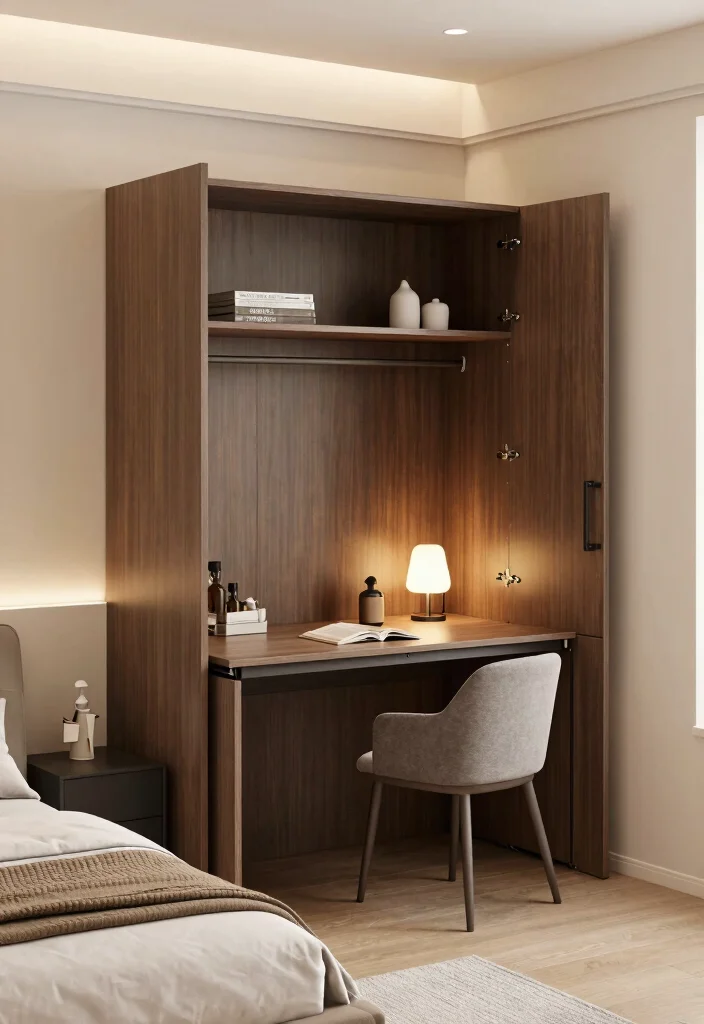 17 Small Bedroom Wardrobe Ideas: Compact and Organized - 3. Multi-functional Furniture 1