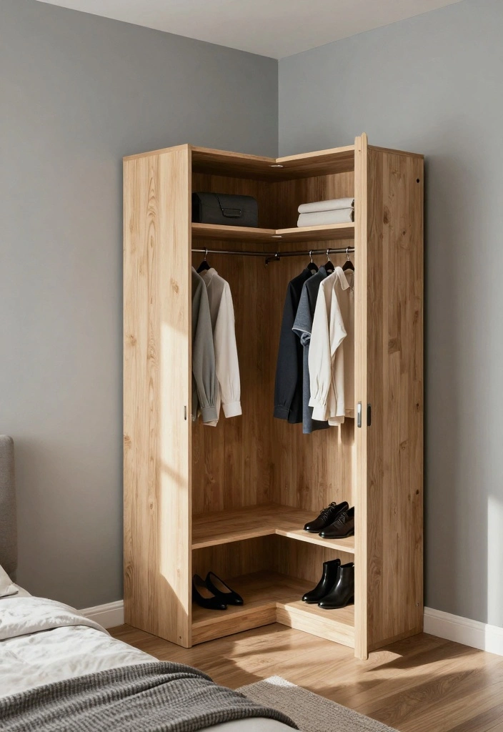 17 Small Bedroom Wardrobe Ideas: Compact and Organized - 5. Corner Wardrobes 1