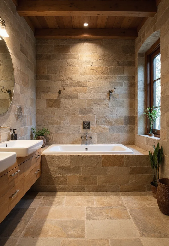 18 Bathroom Tiles Design Ideas For Bold Makeovers - 13. Rustic Stone Tiles