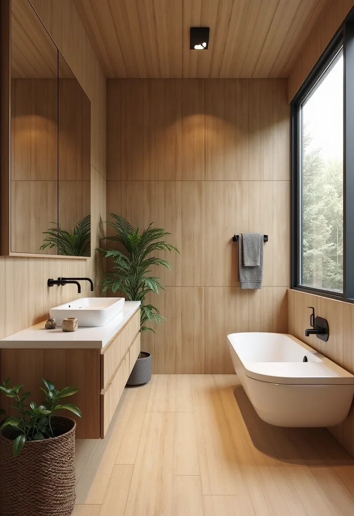 18 Bathroom Tiles Design Ideas For Bold Makeovers - 17. Sustainable Bamboo Tiles