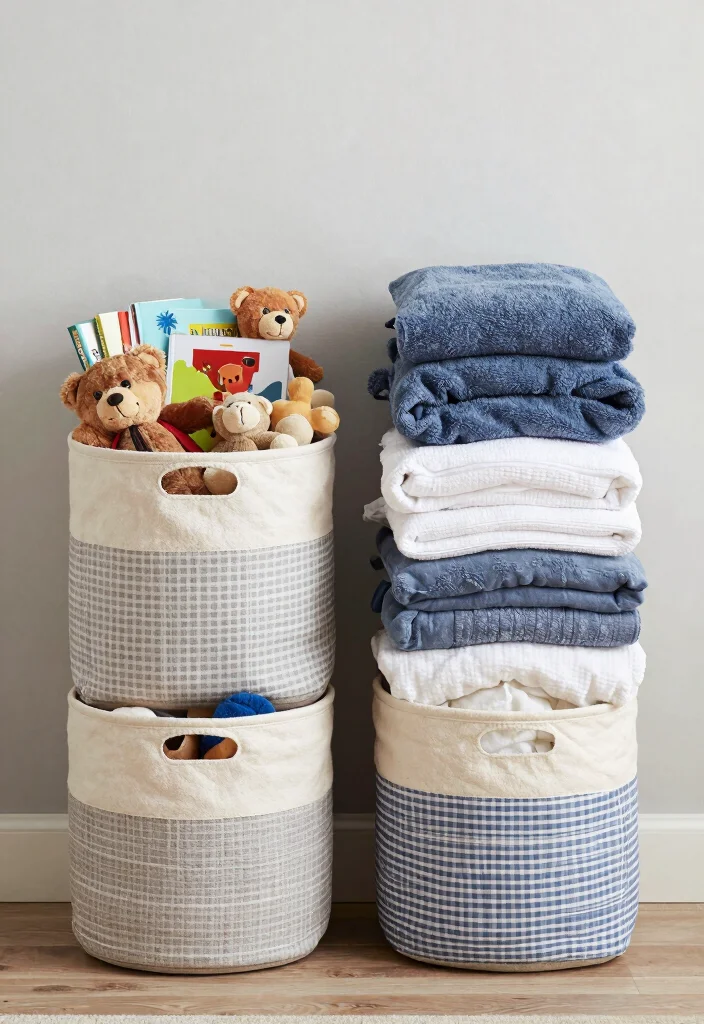 18 Bedroom With Nursery Shared Master Bed Ideas: Smart Loving Layouts - 15. Efficient Organization Baskets 1