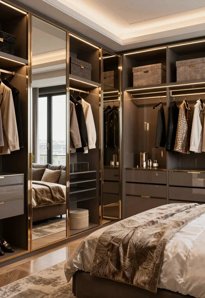 18 Bedroom With Walk In Closet Layout Ideas: Functional Flow - 15. A Touch of Glam 1