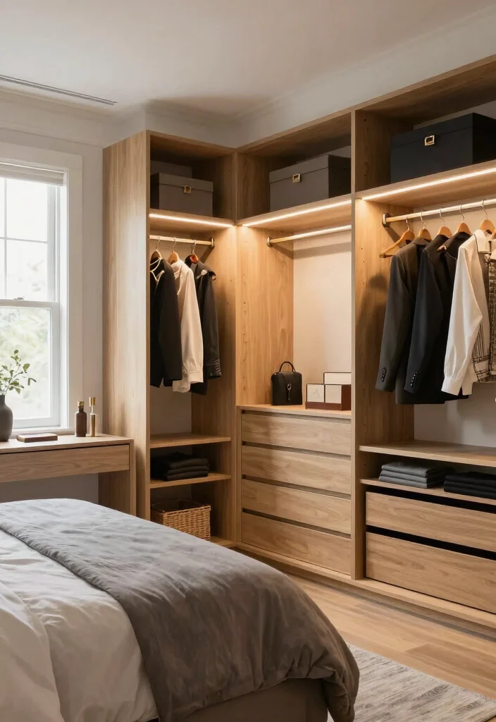 18 Bedroom With Walk In Closet Layout Ideas: Functional Flow - 16. Layered Lighting 1