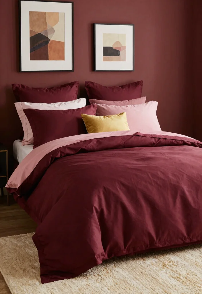 18 Maroon Bedroom Ideas for Burgundy Rich and Cozy Looks - 14. Warm Color Combinations 1