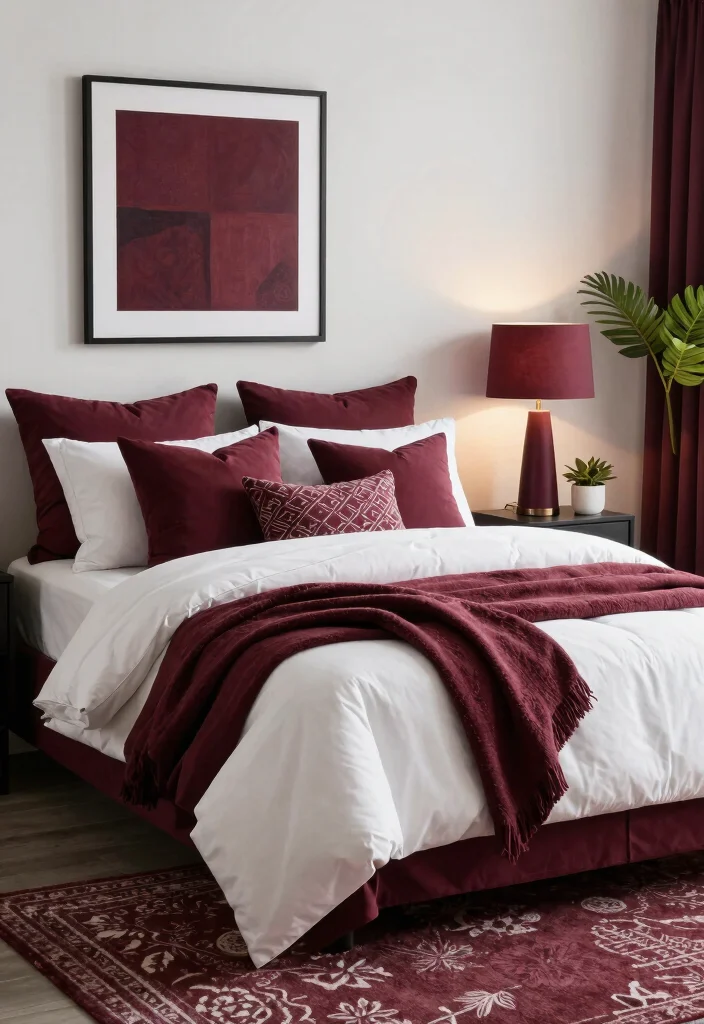 18 Maroon Bedroom Ideas for Burgundy Rich and Cozy Looks - 2. Maroon Accents 1