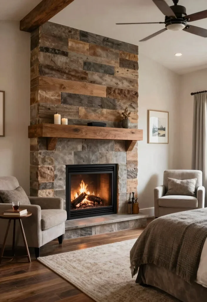 18 Modern Farmhouse Bedroom Master Suite Ideas for a Cozy, Elegant Style - 15. Cozy Fireplace Features 1