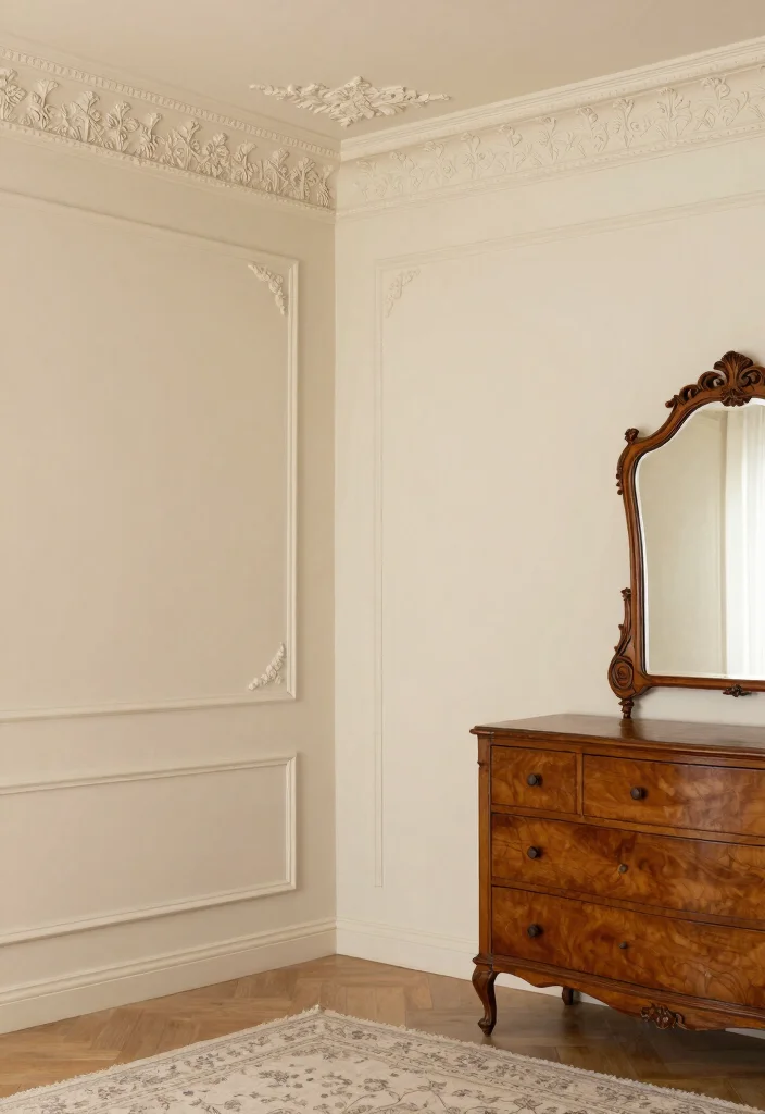 12 Ceiling Crown Molding Ideas That Hide Rough Drywall Seams - 5. Vintage-Inspired Crown Molding 1