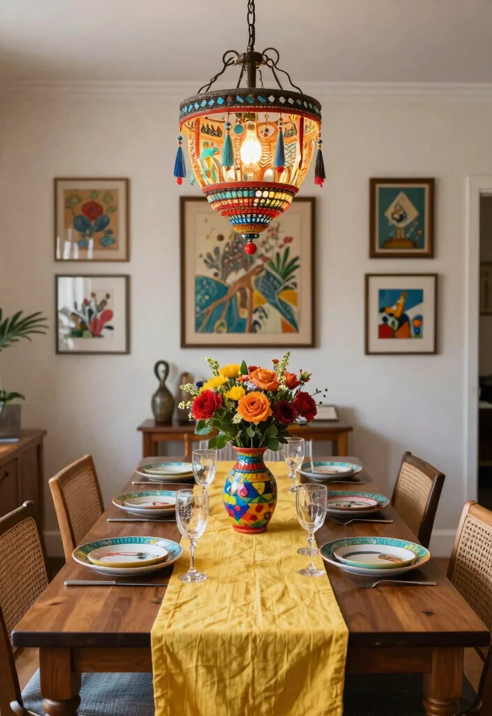12 Fandelier Ceiling Fan Ideas That Work in Dining Rooms With Low Ceilings - 10. Colorful Boho Fandelier 1