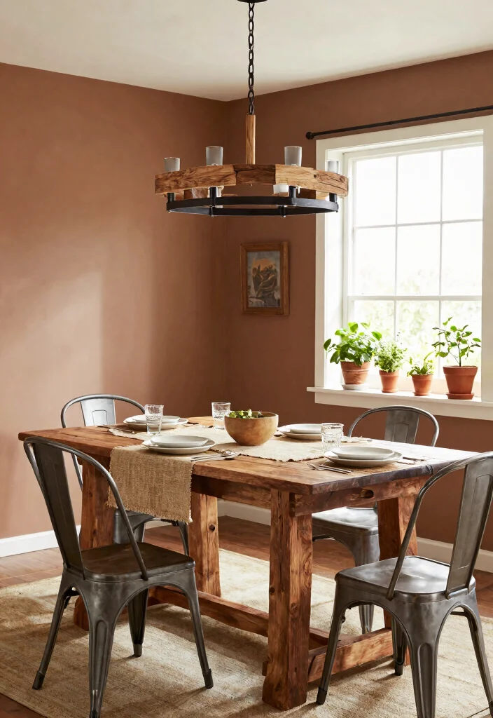 12 Fandelier Ceiling Fan Ideas That Work in Dining Rooms With Low Ceilings - 2. Rustic Wood and Metal Combo 1