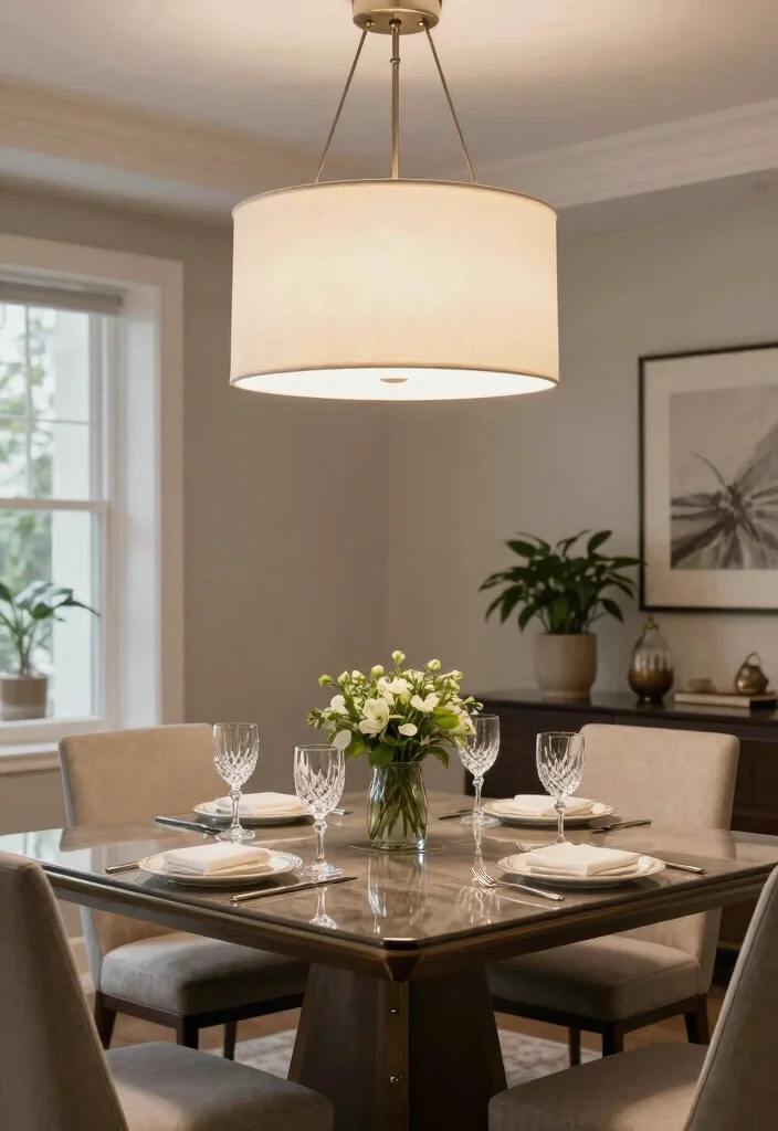 12 Fandelier Ceiling Fan Ideas That Work in Dining Rooms With Low Ceilings - 9. Elegant Drum Shade Fandelier 1